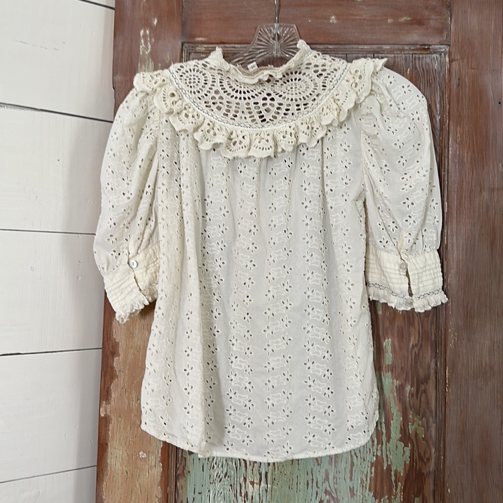 Anthropologie eyelet ruffle blouse - Picture 5 of 6